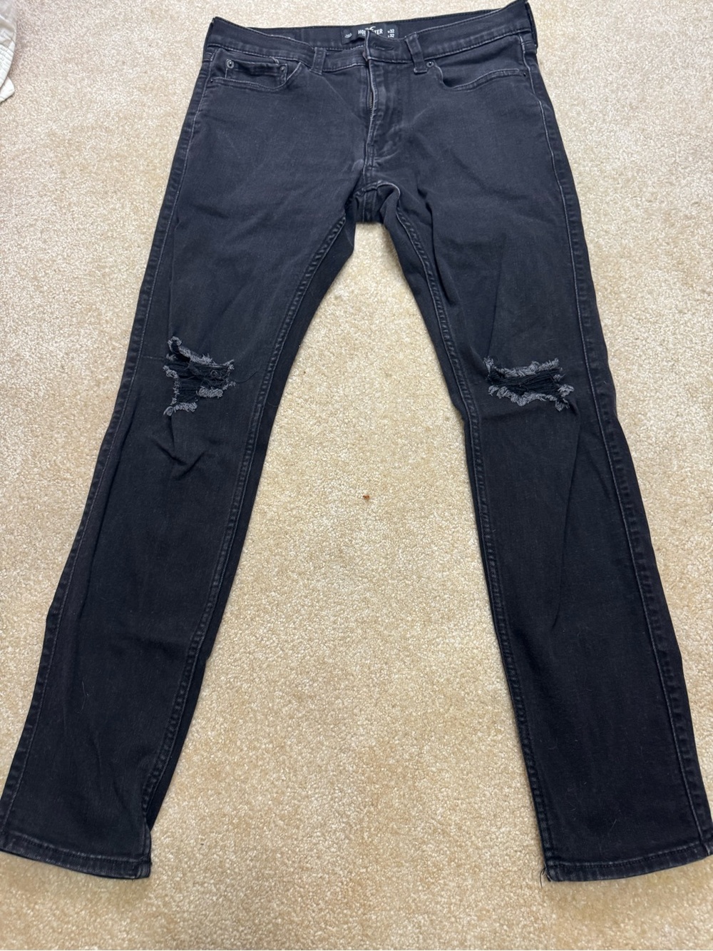 Hollister Black Slim Straight Distressed Jeans 32x32